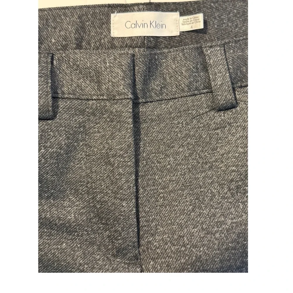 Calvin Klein Women's Slim Fit Heathered Charcoal Gray Dress‎ Pants Size 4
